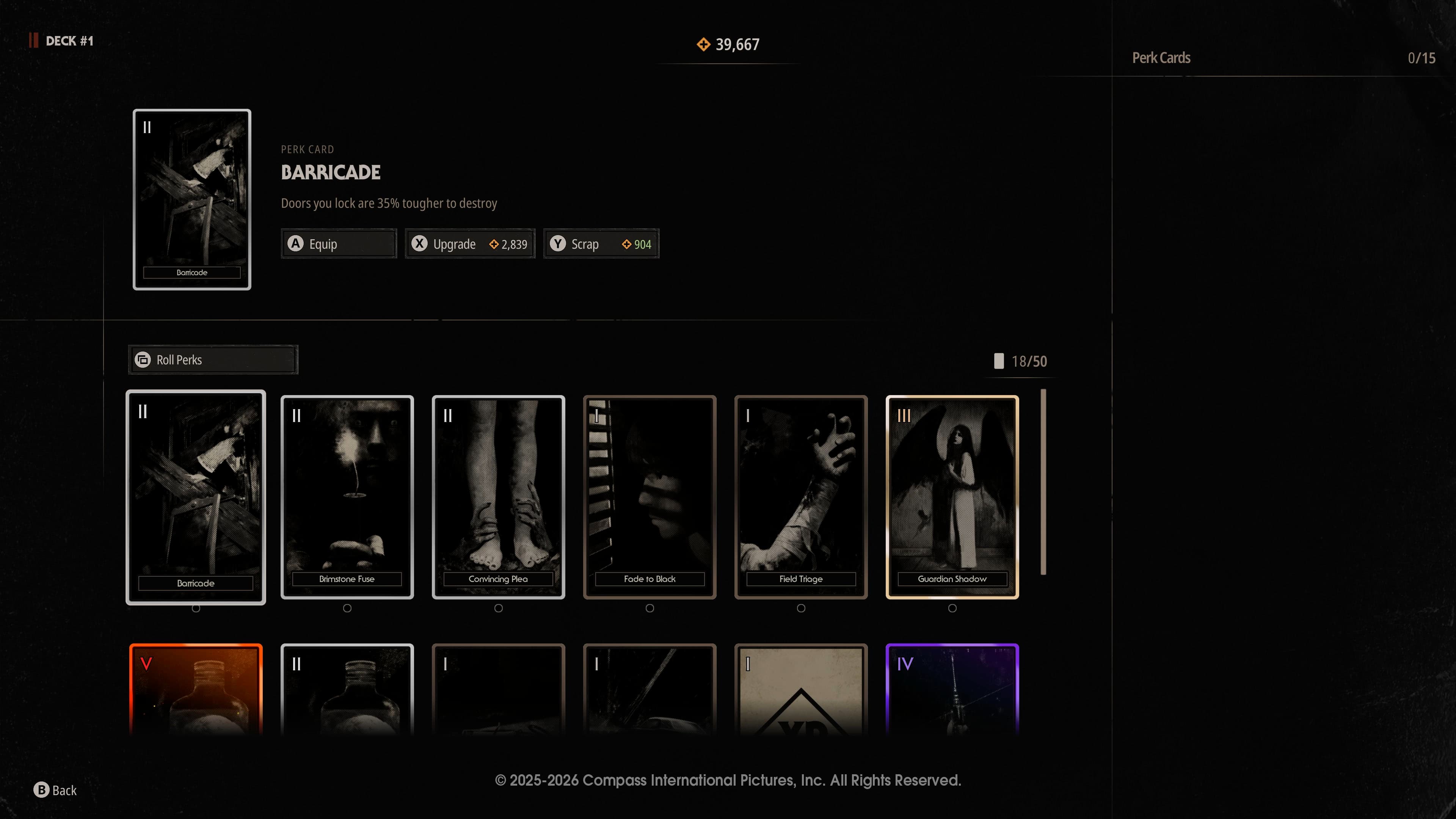Perk cards and progression rewards in Halloween: The Game